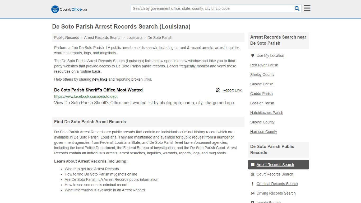 De Soto Parish Arrest Records Search (Louisiana) - County Office